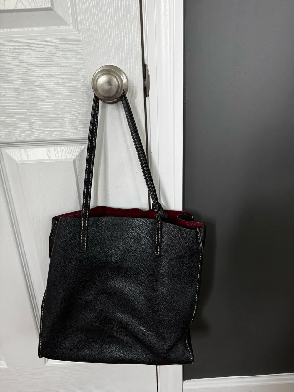 Marc Jacobs Black Pebbled Leather Tote with Silver Accent